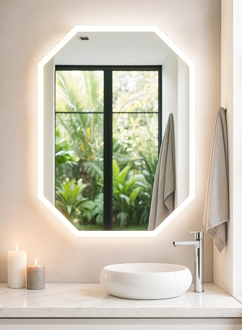 مرايا حمام مضيئة , سداسية, 50*70 سم ,4 مم