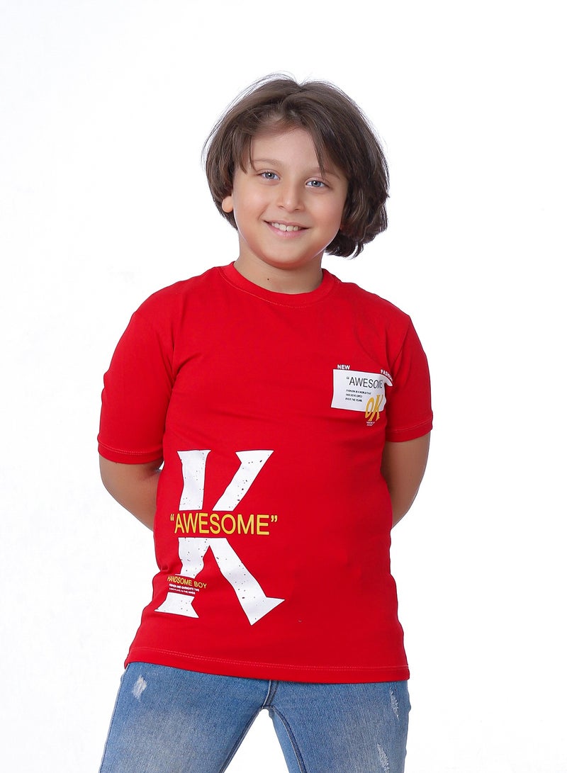 بيبو تيشيرت اولادى مطبوع نص كم - Image 1