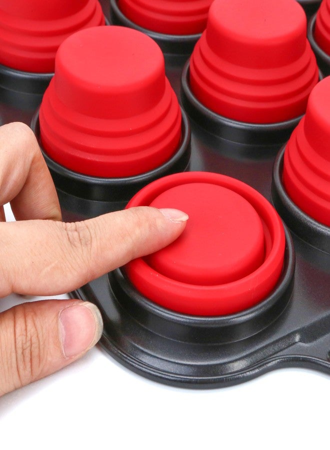 KH866 Silicone Muffin Pan with Metal Frame Nonstick 12 Cup Regular Size Cupcake Tin Bakeware Easy to Pop Egg Bite Molds Oven and Dishwasher Safe Pan Maker Tins Red Cups Non Toxic Baking Cup - Image 5