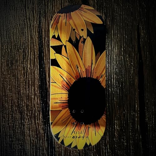Noahwood Handmade Fingerboard Deck 97x355mm 6Layer Color Maple Pro Deep Concave Creative Design Mini Skateboard Sunflower - Image 5