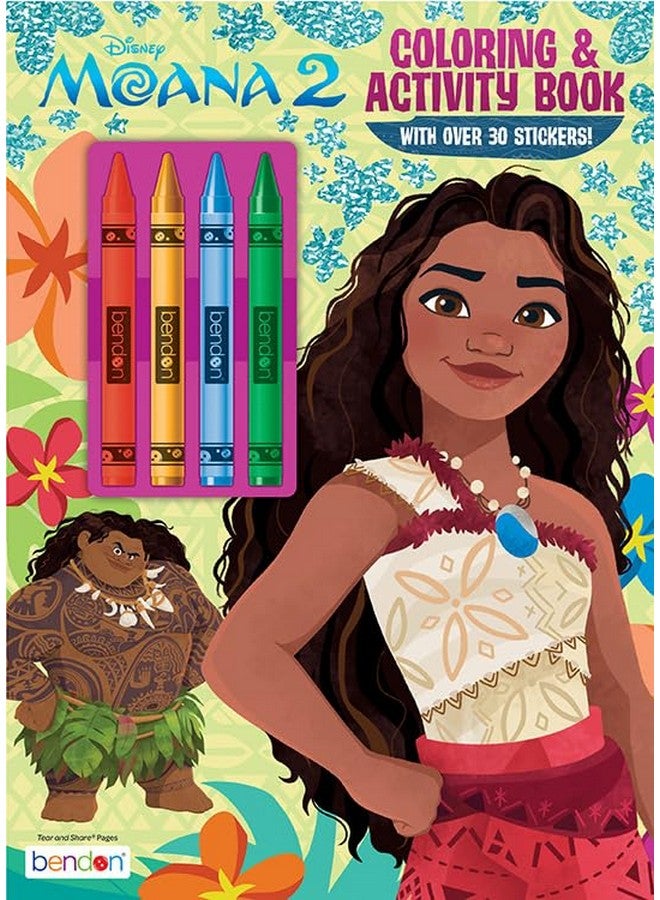 Bendon Bendon Moana 2 Coloring & Activity Book with 4 Crayons | Moana & Maui Coloring Book | Over 30 Stickers | Officially Licensed - Image 1