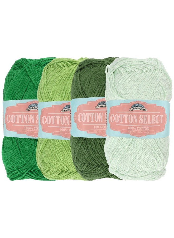 BambooMN - JubileeYarn Cotton Select Yarn - Sport Weight - 50g/Skein - Shades of Green - 4 Skeins - Image 1