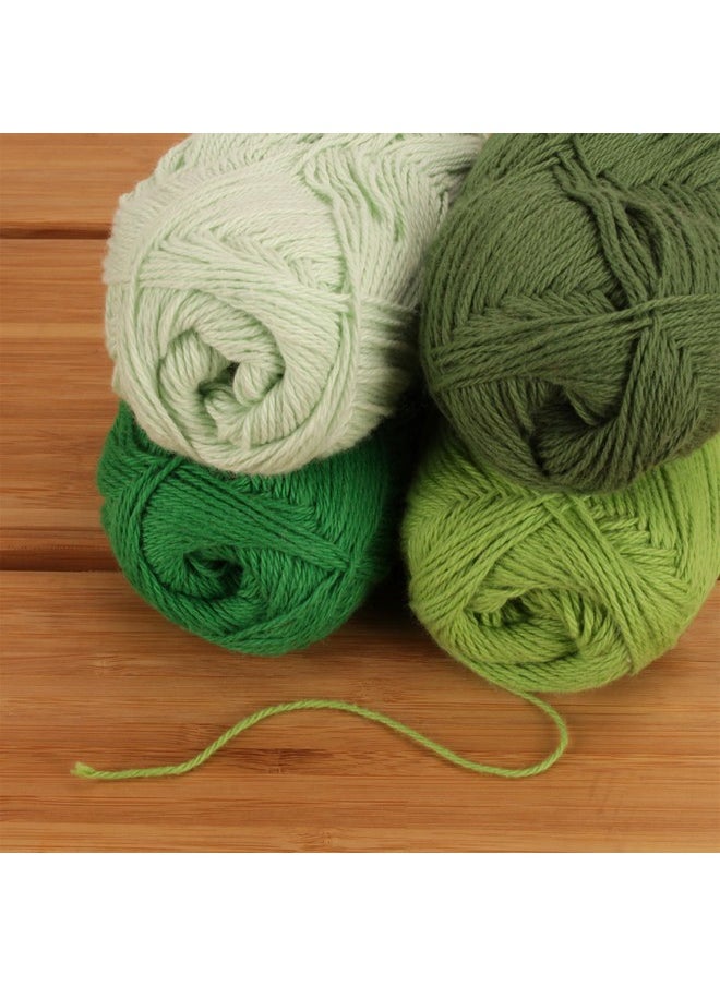 BambooMN - JubileeYarn Cotton Select Yarn - Sport Weight - 50g/Skein - Shades of Green - 4 Skeins - Image 1