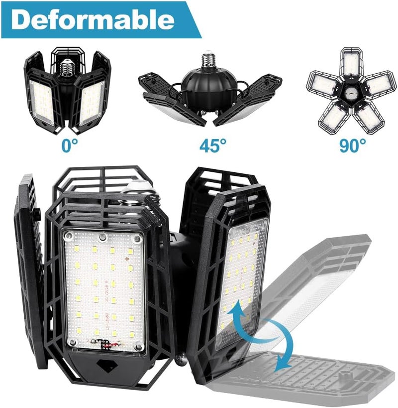 Luyata LED Garage Lights 2 Pack,Ceiling LED Shop Light 160W 16000LM 6500K Screw in Led Light with 5+1 Deformable Panels, Bright Led Lighting for Garage Workshop Basement Support E26/E27 Socket - Image 4
