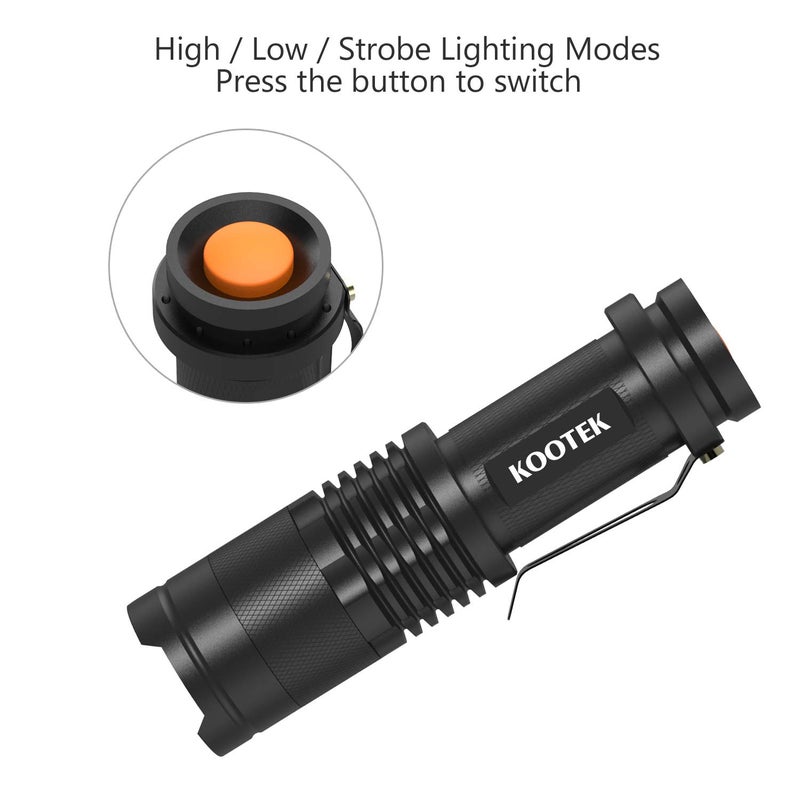 Kootek Mini LED Flashlights Pocket Pen Flashlight 5 Pack Ultra Bright 300 Lumens Handheld Flashlights Adjustable Focus Small for Kids Child Camping Cycling Hiking Emergency Torch Light - Image 2