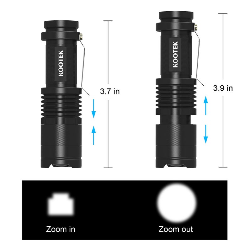 Kootek Mini LED Flashlights Pocket Pen Flashlight 5 Pack Ultra Bright 300 Lumens Handheld Flashlights Adjustable Focus Small for Kids Child Camping Cycling Hiking Emergency Torch Light - Image 4
