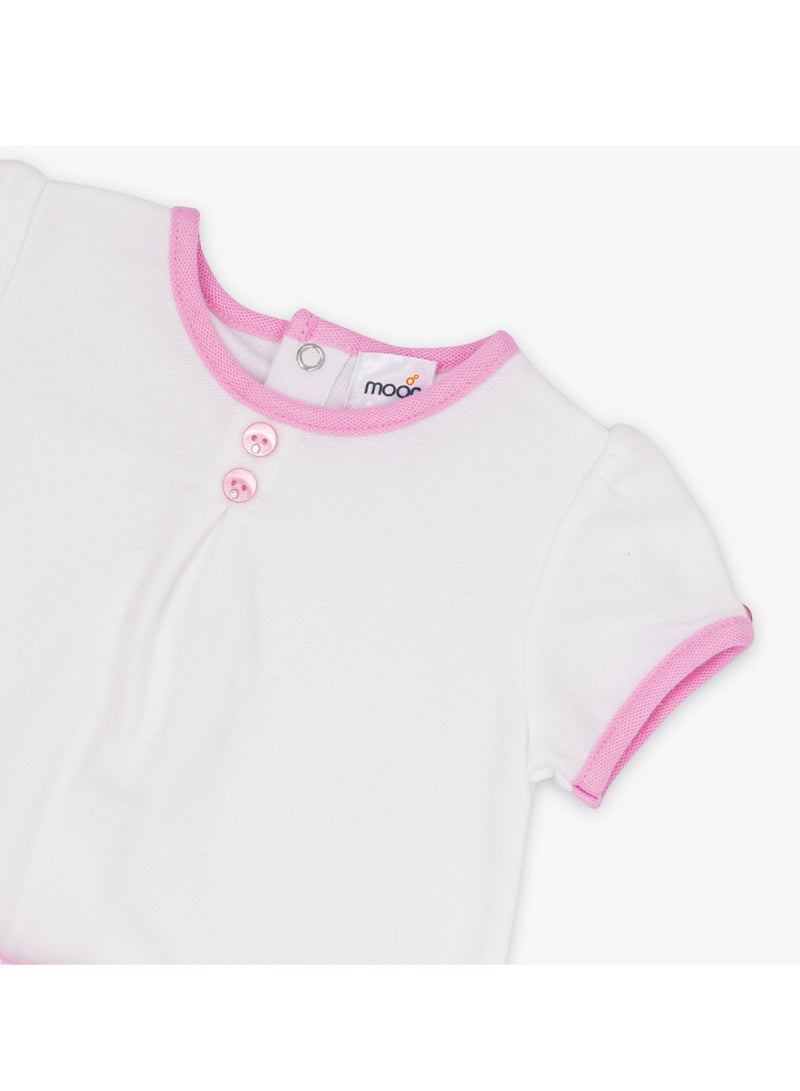 Moon بلوزة وسروال قصير من MOON مصنوعان من القطن بنسبة 100%، مقاس 6-9 أشهر، وردي - مخطط باللون الوردي - Image 3