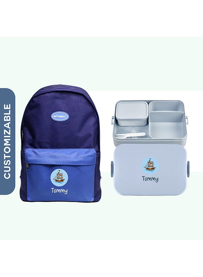 Share the Love 2-Pieces Personalised Lunch Box With Personalised Backpack School Bag for kids - Image 1