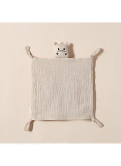 Pure Cotton Muslin Baby Soothing Towel Chewable Comforter Sleeping Aid Hush Puppy Doll Infant Sleep Training Toy Soft Fabric-Color:Shallow Khakis (hippo Amalette)