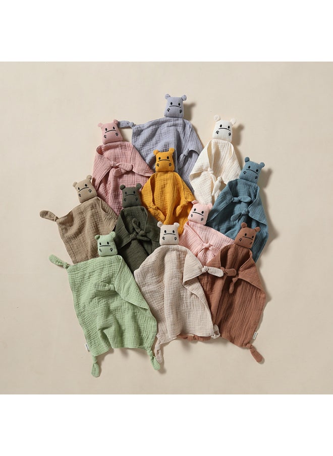 Generic - Pure Cotton Muslin Baby Soothing Towel Chewable Comforter Sleeping Aid Hush Puppy Doll Infant Sleep Training Toy Soft Fabric-Color:Shallow Khakis (hippo Amalette) - Image 1