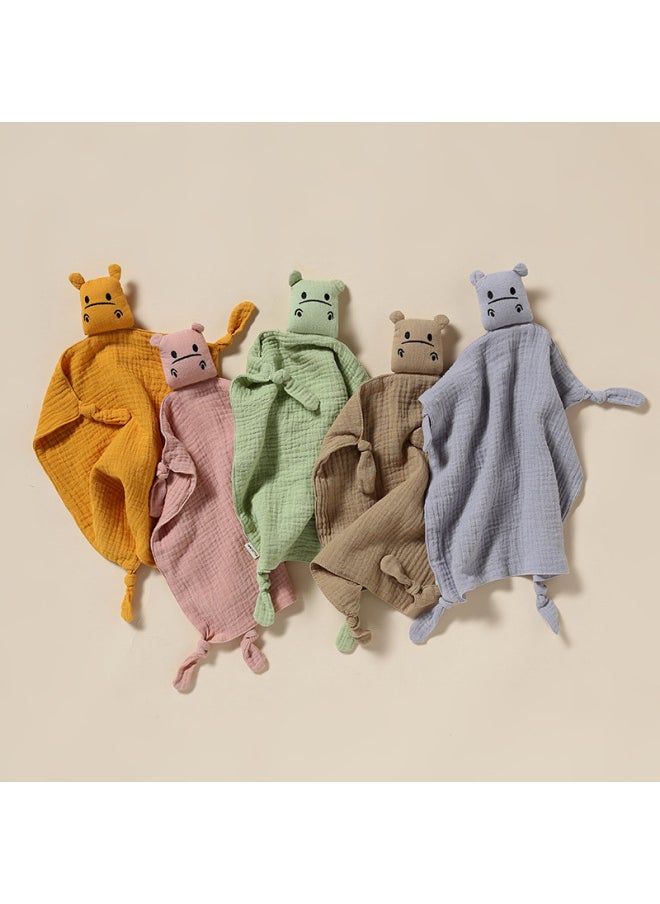Generic - Pure Cotton Muslin Baby Soothing Towel Chewable Comforter Sleeping Aid Hush Puppy Doll Infant Sleep Training Toy Soft Fabric-Color:Shallow Khakis (hippo Amalette) - Image 1