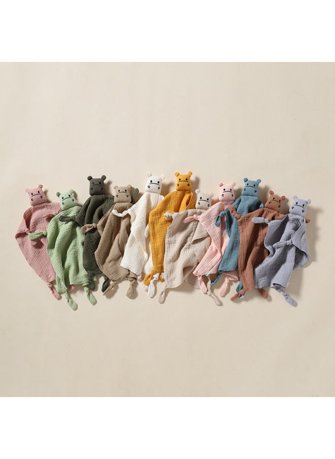 Generic - Pure Cotton Muslin Baby Soothing Towel Chewable Comforter Sleeping Aid Hush Puppy Doll Infant Sleep Training Toy Soft Fabric-Color:Shallow Khakis (hippo Amalette) - Image 1