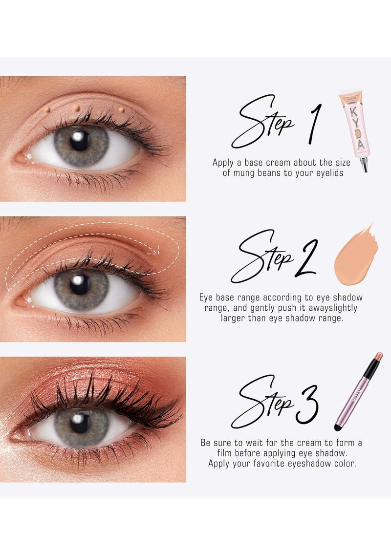KYDA 3 Colors Eyeshadow Makeup Primer,Liquid Matte eyeshadow primer Base,Waterproof Long Lasting Makeup-Set A  - Image 5