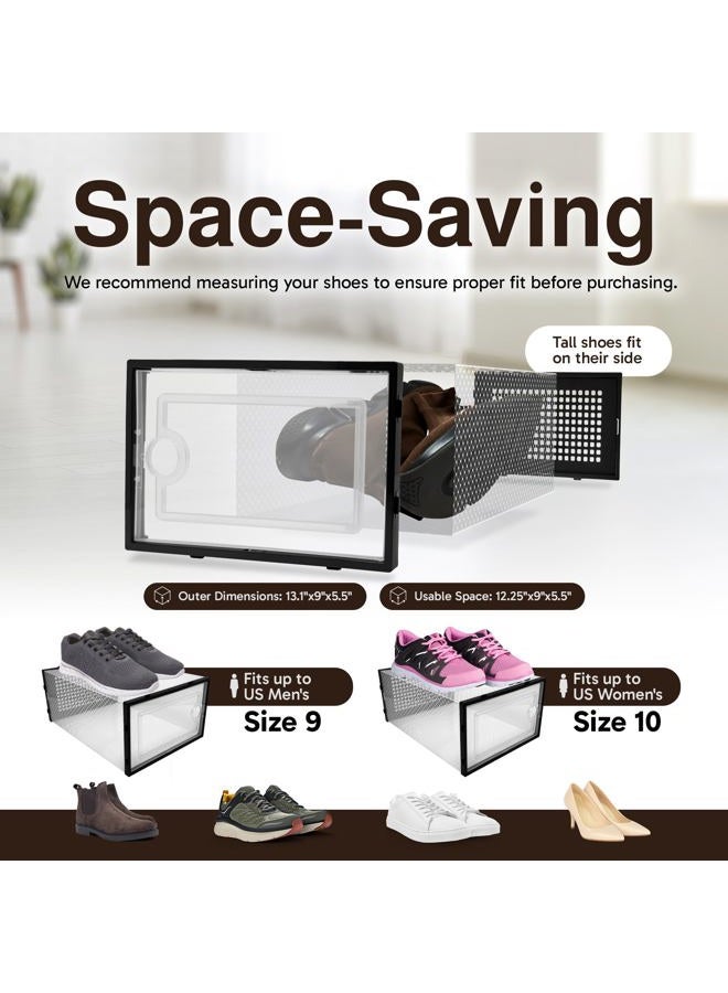 Reli. Shoe Boxes (7 Pack) | Clear Shoe Storage Boxes Stackable | Plastic Storage Box with Ventilation Holes, Swing Door | Lightweight Interlocking Containers, Stackable Rack | Black - Image 4