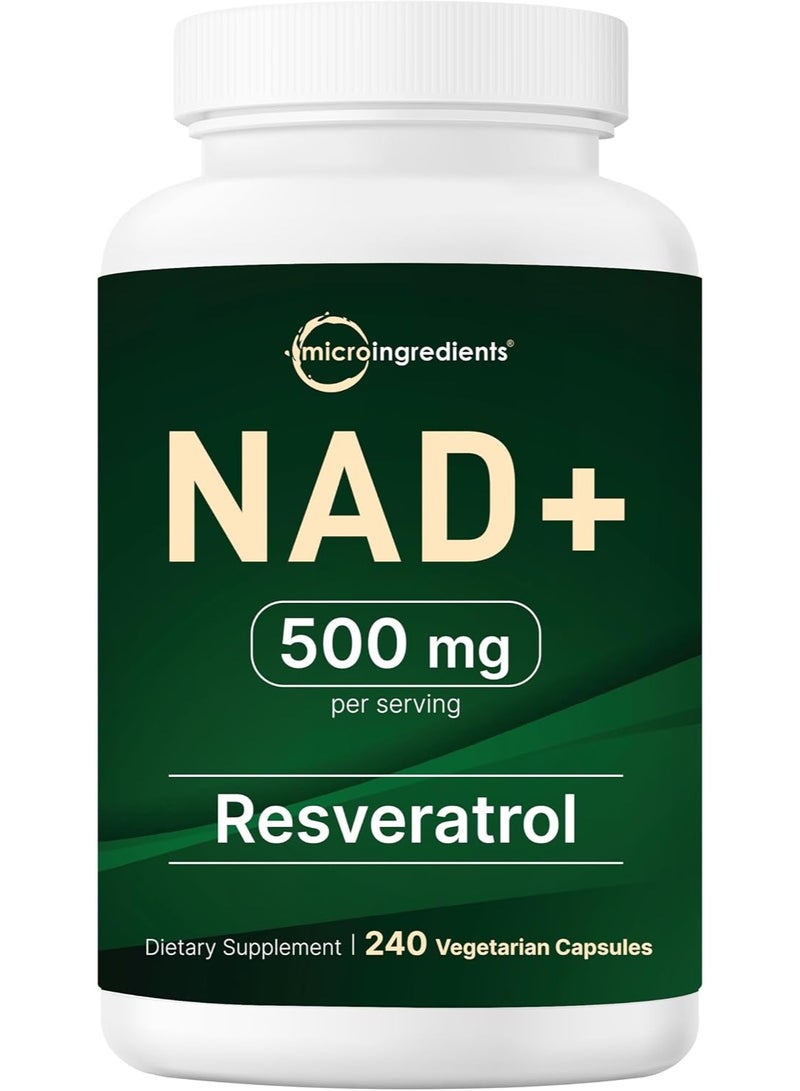 microingredients NAD+ 500mg with Resveratrol, 240 Veggie Capsules - Image 1