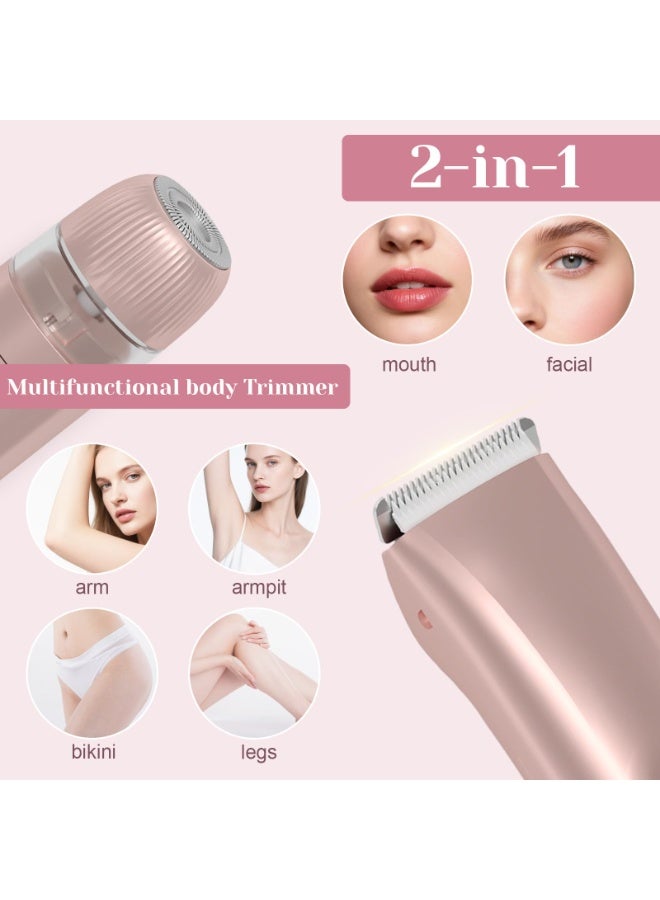Zarra Traders 2-in-1 Bikini Trimmer & Facial Hair Remover for Women, Electric Razor, IPX7 Waterproof Rechargeable Lady Shaver for Face, Upper Lip, Bikini Area & Body (Rose Gold) - Image 3