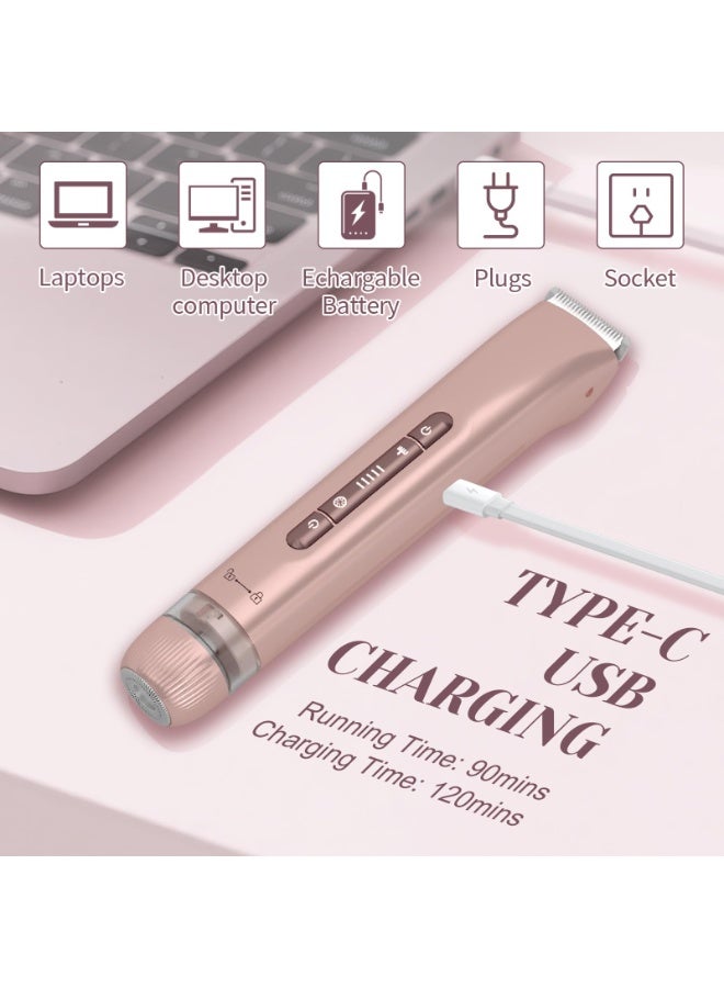 Zarra Traders 2-in-1 Bikini Trimmer & Facial Hair Remover for Women, Electric Razor, IPX7 Waterproof Rechargeable Lady Shaver for Face, Upper Lip, Bikini Area & Body (Rose Gold) - Image 4