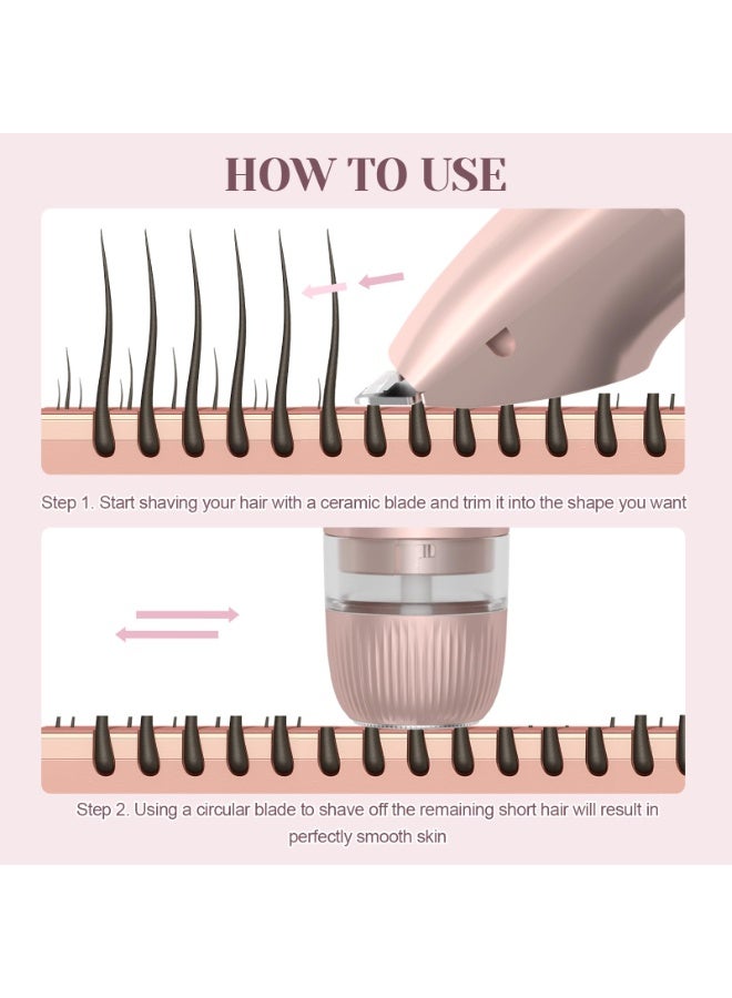 Zarra Traders 2-in-1 Bikini Trimmer & Facial Hair Remover for Women, Electric Razor, IPX7 Waterproof Rechargeable Lady Shaver for Face, Upper Lip, Bikini Area & Body (Rose Gold) - Image 5