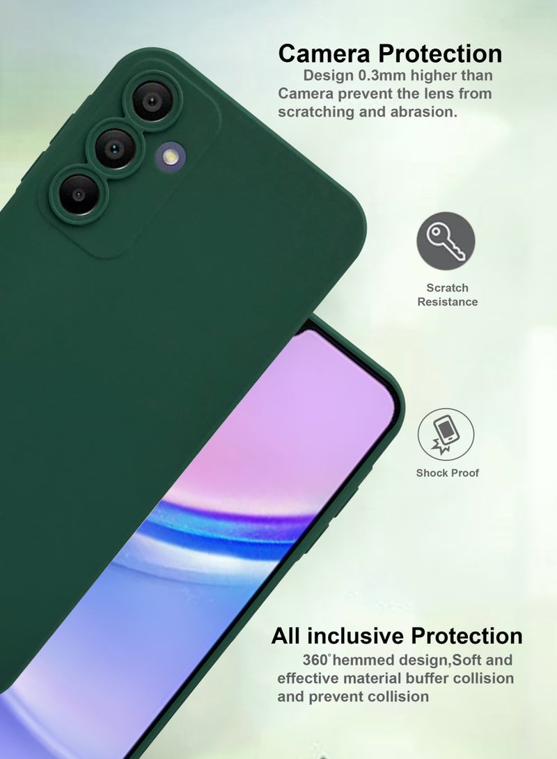 GMATE Samsung Galaxy A15 - Soft Flexible Silicone Protective Back Case Cover And Tempered Glass Screen Protector - Green - Image 3