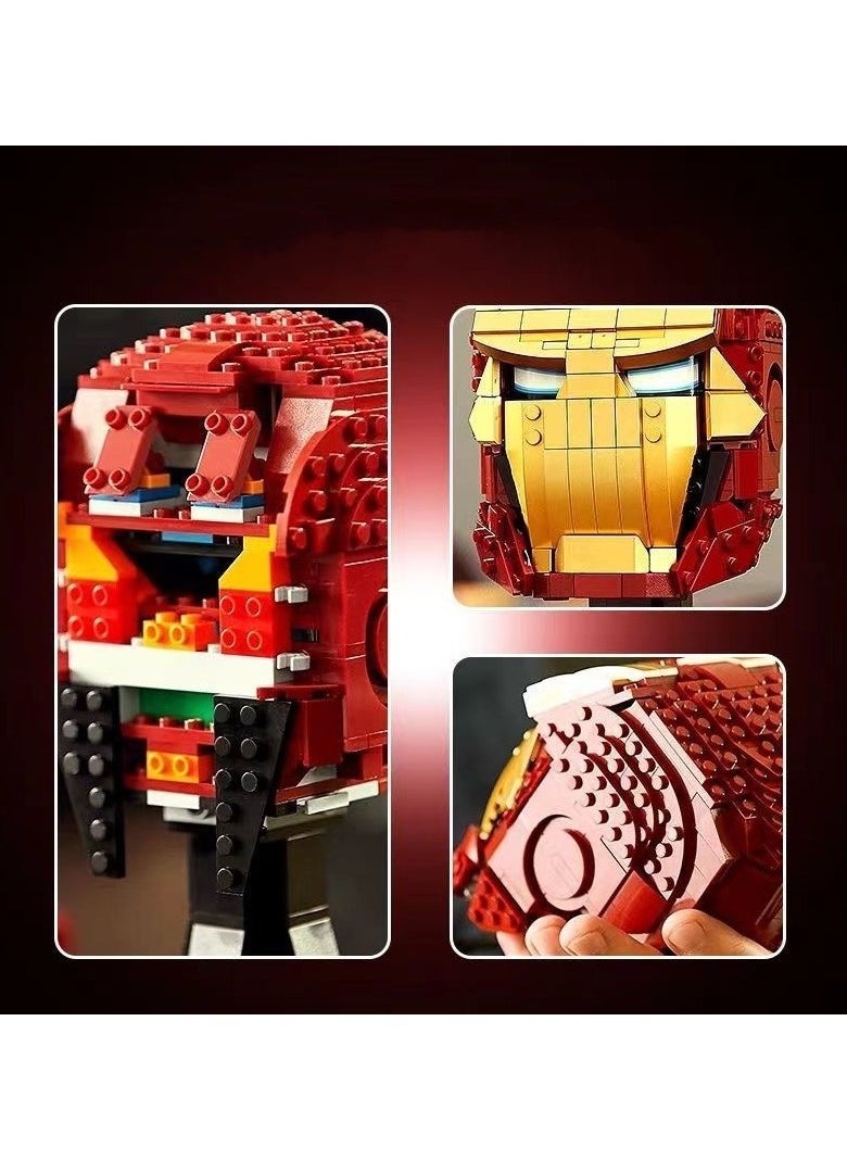 General Superhero Iron Warrior mask helmet model assembled small particles building block toys, creative assembling model for children and superhero fans  - Image 3