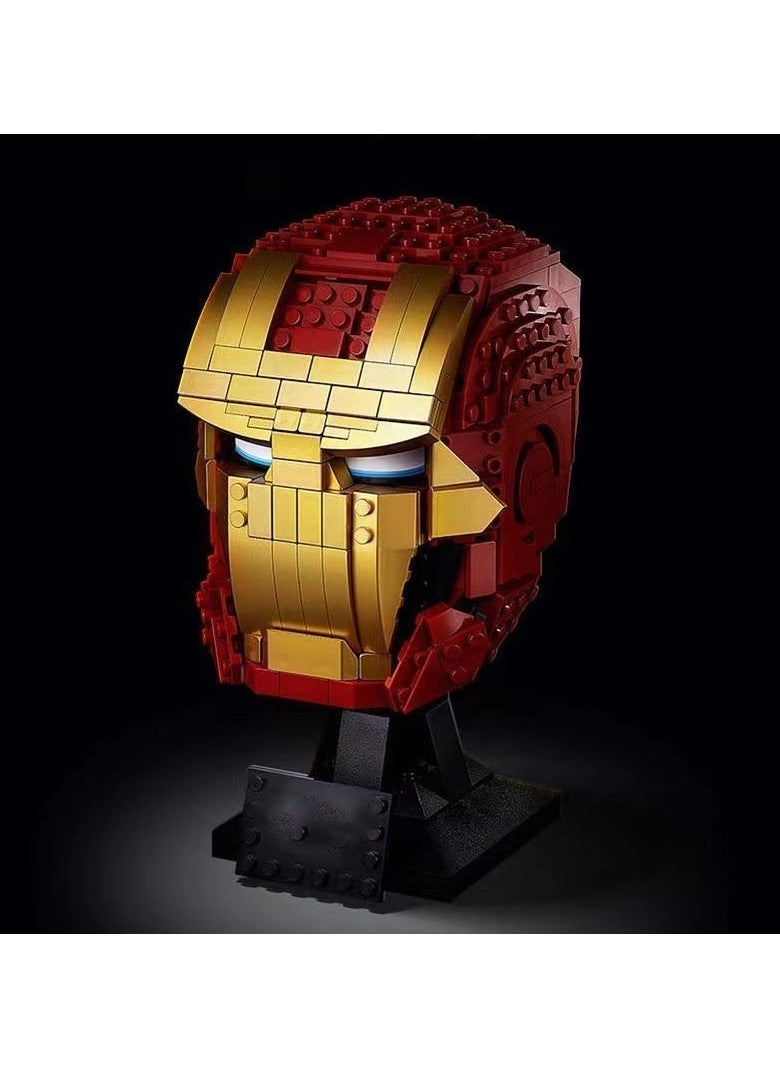 General Superhero Iron Warrior mask helmet model assembled small particles building block toys, creative assembling model for children and superhero fans  - Image 2