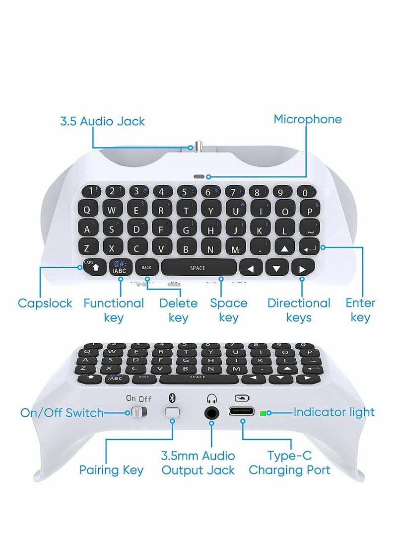 Wireless Keyboard for PS5 Controller, Bluetooth 3.0 Mini Chatpad Message Game Keyboard Keypad Built-in Speaker with 3.5mm Audio Jack for Messaging and Gaming Live Chat  - Image 5
