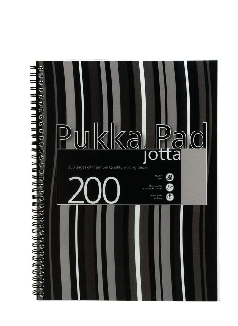 Pukka Pad - 1 Pukka Pad Jotta Notebook Wirebound Plastic Punched 200pp 80gsm A4 Black Stripes Ref JP018-5 - Image 1