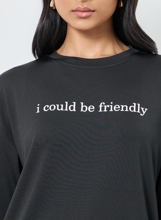 تايك تو تيشيرت فضفاض بطبعة كتابة - Image 4