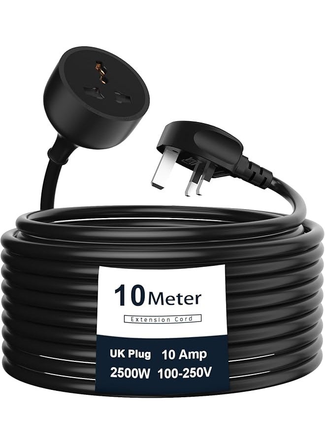 PROMASS promass Extension Cord, Extension Cable with 10 Meter Heavy Duty Long Wire Cord, Single Outlet Socket 2500W 10A Expandable Electric Extension, UK Plug Power Extension  - Image 1