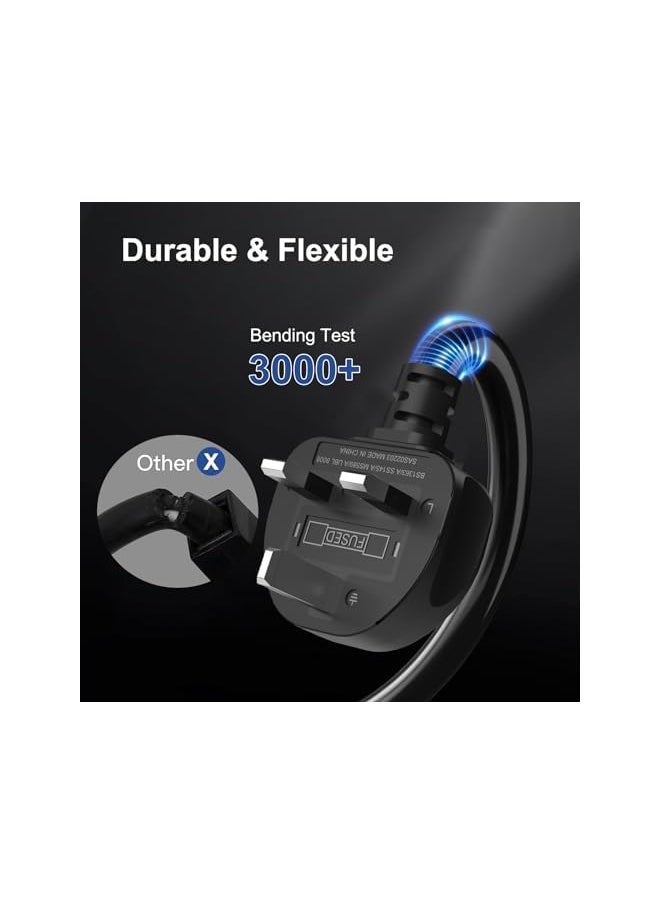 PROMASS promass Extension Cord, Extension Cable with 10 Meter Heavy Duty Long Wire Cord, Single Outlet Socket 2500W 10A Expandable Electric Extension, UK Plug Power Extension  - Image 3