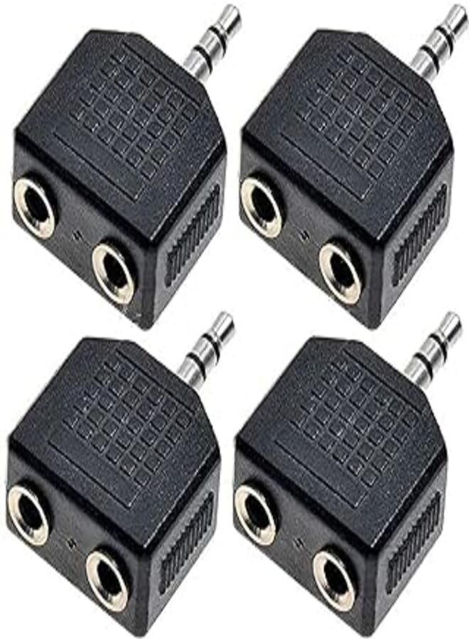 OR 4pcs 3.5mm Audio Headphone Cable Cord Splitter Adapter Jack Y One to Two Stereo, Wired