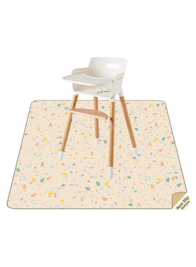 CLCROBD Splat Mat for Under High Chair/Arts/Crafts by CLCROBD, 51" Baby Anti-Slip Food Splash and Spill Mat for Eating Mess, Waterproof Floor Protector and Table Cloth (Beige) - Image 1