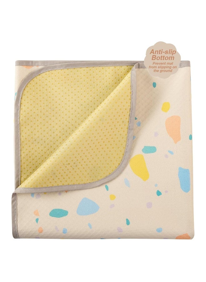 CLCROBD Splat Mat for Under High Chair/Arts/Crafts by CLCROBD, 51" Baby Anti-Slip Food Splash and Spill Mat for Eating Mess, Waterproof Floor Protector and Table Cloth (Beige) - Image 2