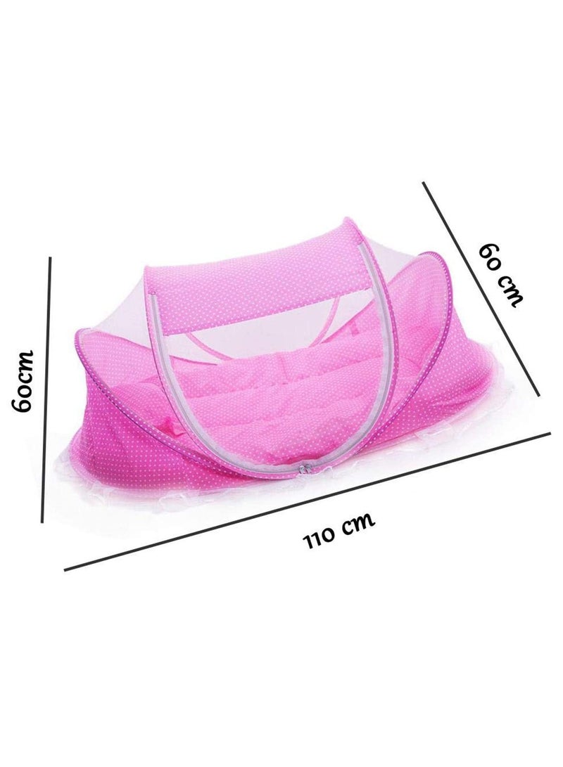 1PCS Baby Mosquito Net Folding Travel Bed Crib with Mattress Pillow Bag Protect Baby from Sun Wind Dust and Insect Bites Self Expanding Pop Up Screen Tent for Beach Backyard Park Camping Travel  - Image 2