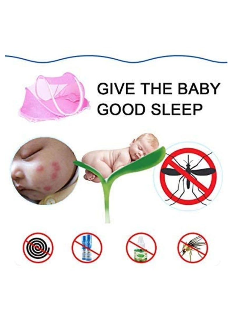 1PCS Baby Mosquito Net Folding Travel Bed Crib with Mattress Pillow Bag Protect Baby from Sun Wind Dust and Insect Bites Self Expanding Pop Up Screen Tent for Beach Backyard Park Camping Travel  - Image 3