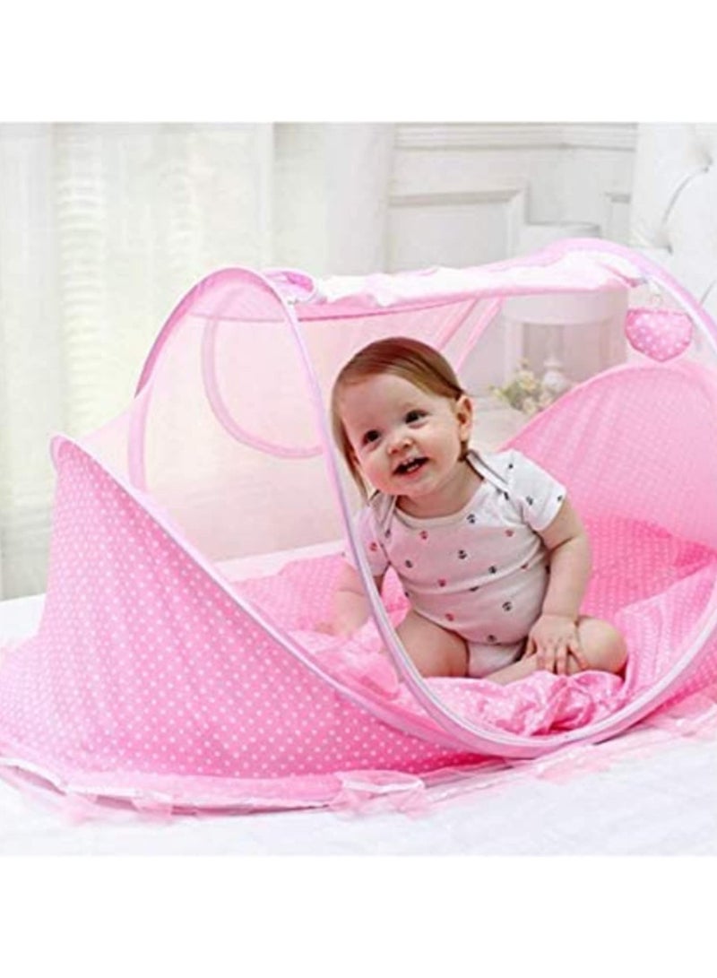 1PCS Baby Mosquito Net Folding Travel Bed Crib with Mattress Pillow Bag Protect Baby from Sun Wind Dust and Insect Bites Self Expanding Pop Up Screen Tent for Beach Backyard Park Camping Travel  - Image 5