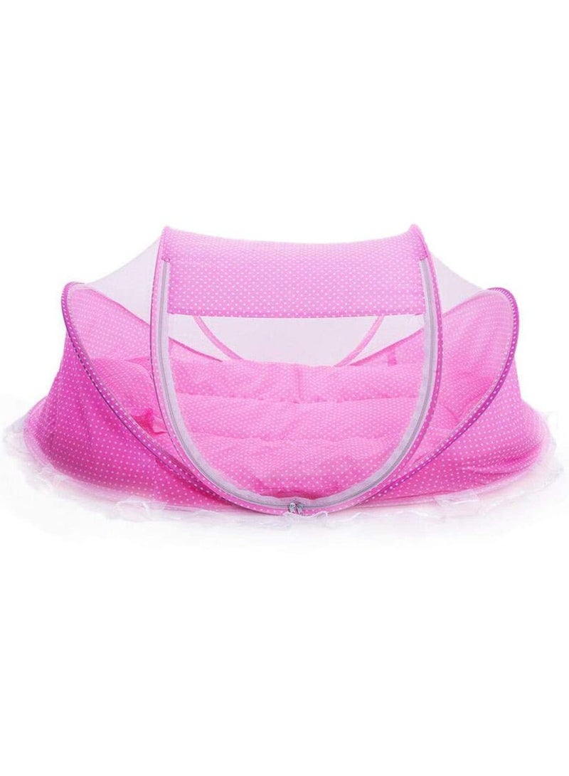 1PCS Baby Mosquito Net Folding Travel Bed Crib with Mattress Pillow Bag Protect Baby from Sun Wind Dust and Insect Bites Self Expanding Pop Up Screen Tent for Beach Backyard Park Camping Travel  - Image 1