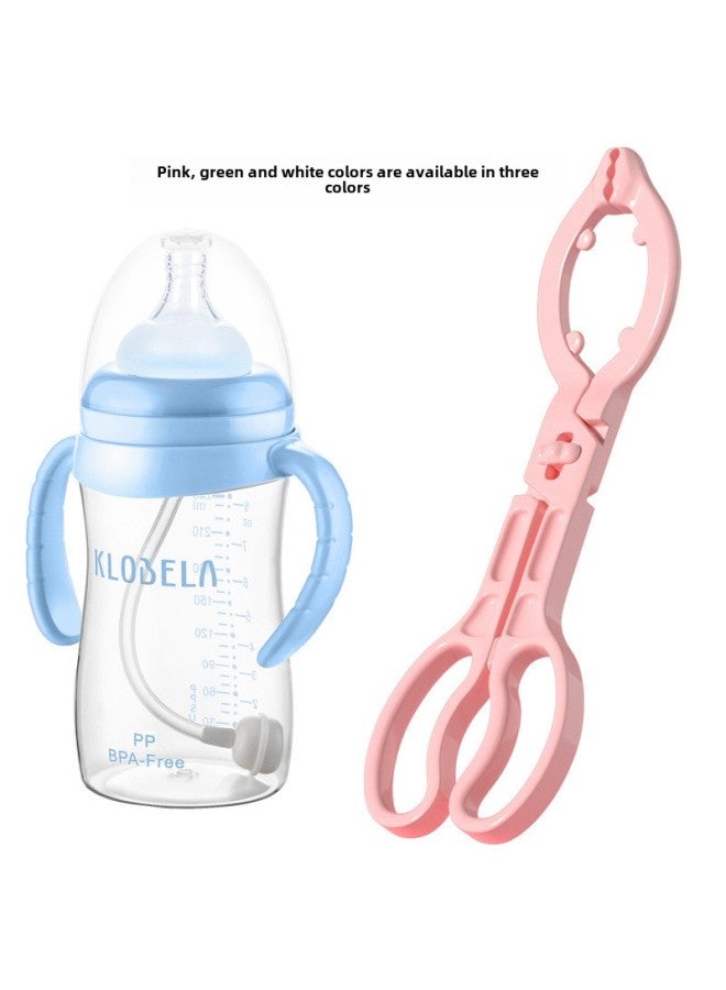 Bao Straw Bottle Baby Bottle Baby Wide Caliber 1-3 Years Old Special Direct Drink Cup Anti-fall Children's Water Cup Wholesale-Color:240ml With Cross Hole-Capacity:Blue Baby Bottle + 26cm Bottle Clip  - Image 1