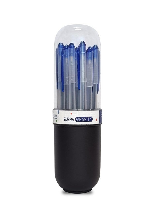 Supra Gravity 0.7mm Gel Pen Capsule Pack | Lightweight, Sleek & Transparent Body Design | Quick Drying, Smudge Free Ink | Blue Ink, Pack of 30 - Image 1