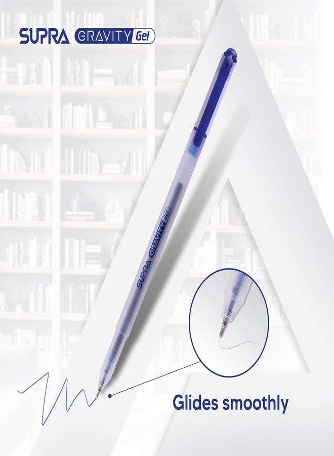 Supra Gravity 0.7mm Gel Pen Capsule Pack | Lightweight, Sleek & Transparent Body Design | Quick Drying, Smudge Free Ink | Blue Ink, Pack of 30 - Image 2