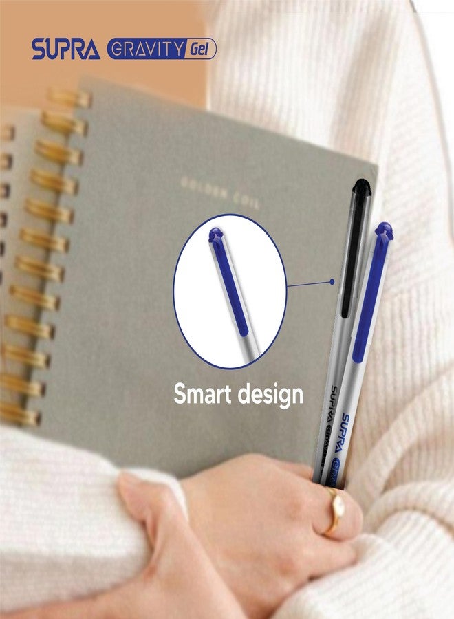 Supra Gravity 0.7mm Gel Pen Capsule Pack | Lightweight, Sleek & Transparent Body Design | Quick Drying, Smudge Free Ink | Blue Ink, Pack of 30 - Image 5