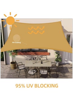 GGEROU Sun Shade Sail Canopy Air Permeable & 95% UV Block Resistant Awning, With Stainless Steel Hardware Fixing Kit for Patio Outdoor Garden Backyard Yard Beige  - Image 2