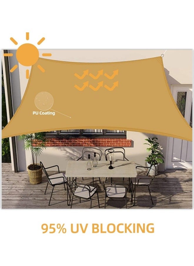 GGEROU - Sun Shade Sail Canopy Air Permeable & 95% UV Block Resistant Awning, With Stainless Steel Hardware Fixing Kit for Patio Outdoor Garden Backyard Yard Beige - Image 1