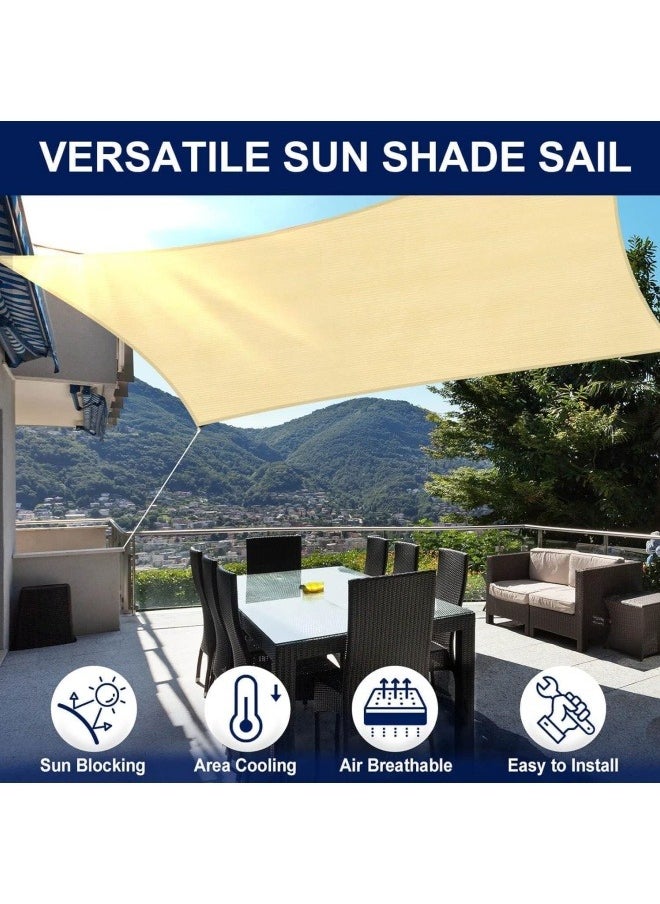 GGEROU - Sun Shade Sail Canopy Air Permeable & 95% UV Block Resistant Awning, With Stainless Steel Hardware Fixing Kit for Patio Outdoor Garden Backyard Yard Beige - Image 1