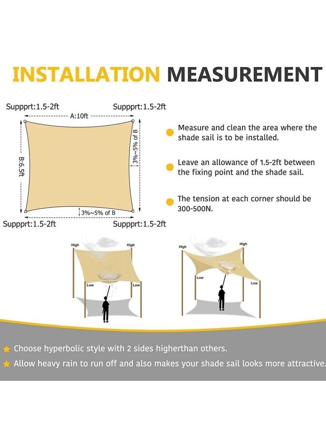 GGEROU - Sun Shade Sail Canopy Air Permeable & 95% UV Block Resistant Awning, With Stainless Steel Hardware Fixing Kit for Patio Outdoor Garden Backyard Yard Beige - Image 1