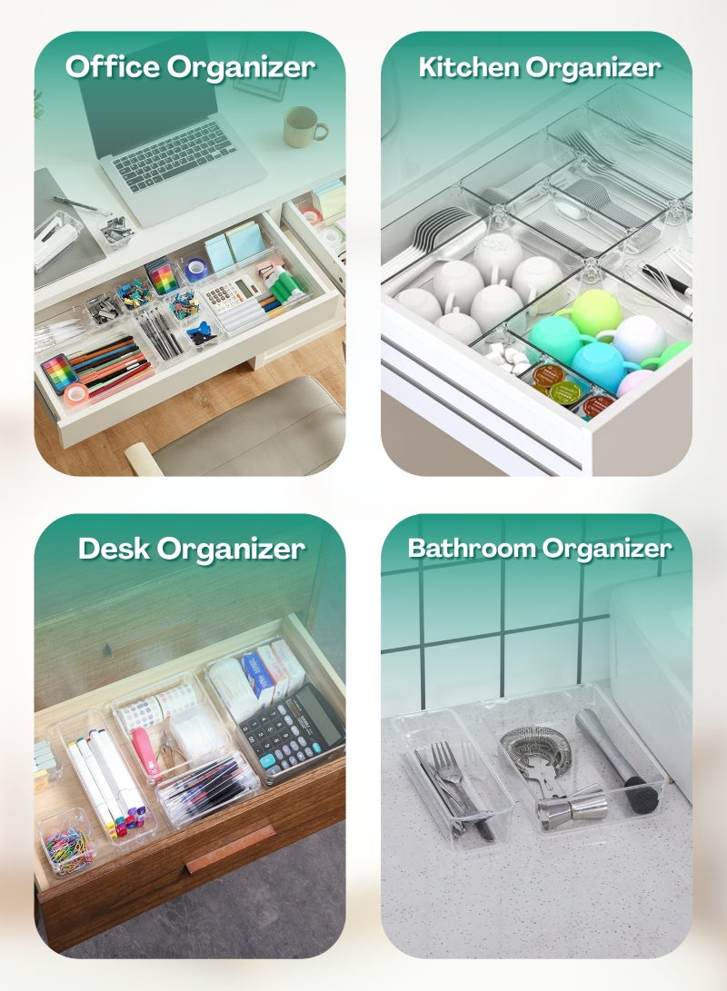 MODANOIR 16 PCS Drawer Organizers Set, Durable PET Organizer & Storage Organizer for Kitchen Storage, Make Up Organizer & Desk Drawer Organizer, Organizer Storage & Cupboard Organiser for Drawer Storage - Image 5