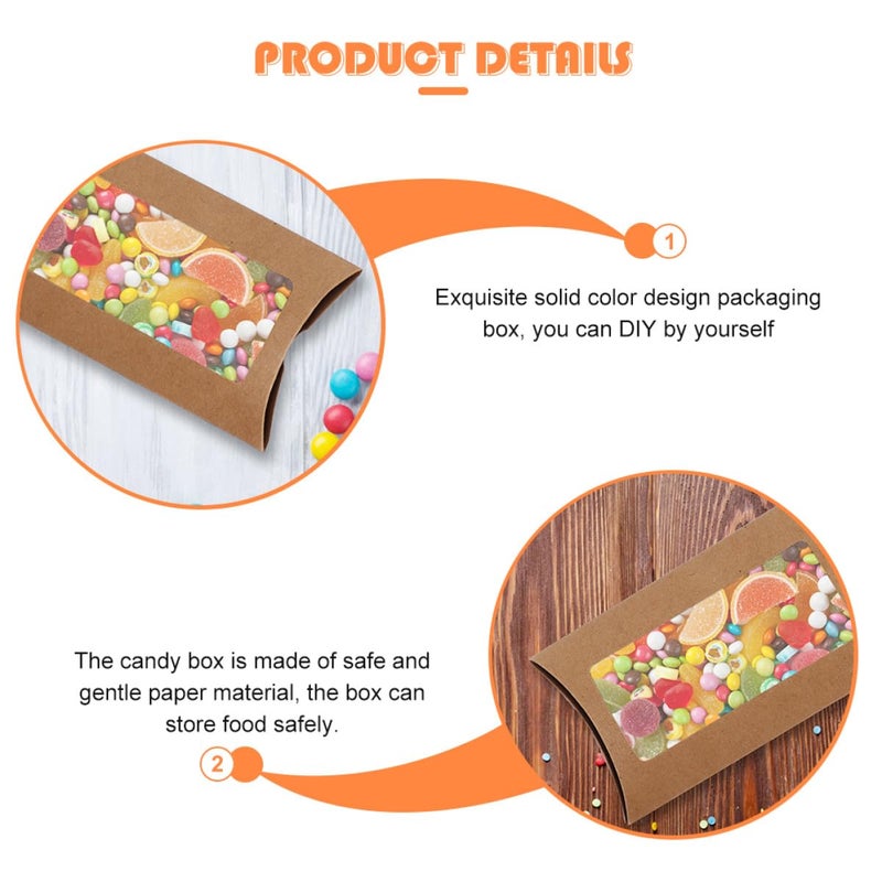 Brown Foldable Window Pillow Candy Boxes 10Pcs 16X7 8X2 5Cm Mini Paper Packaging For Party Favors - Image 5