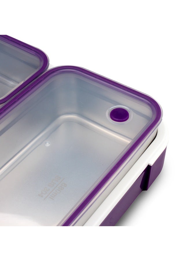 اي ديد صندوق غداء من مادة البولي بروبلين عالية الجودة مع ثلاثة أوعية داخلية من الفولاذ المقاوم للصدأ عالي الجودة 306 مناسب لجميع الأعمار، مع حقيبة عازلة، حاويات غداء بثلاث حجرات مع أغطية، مقاوم للتسرب، خالٍ من مادة BPA، آمن للاستخدام في غسالة الأطباق, 1260 مل  (اللون : بنفسجي) - Image 5