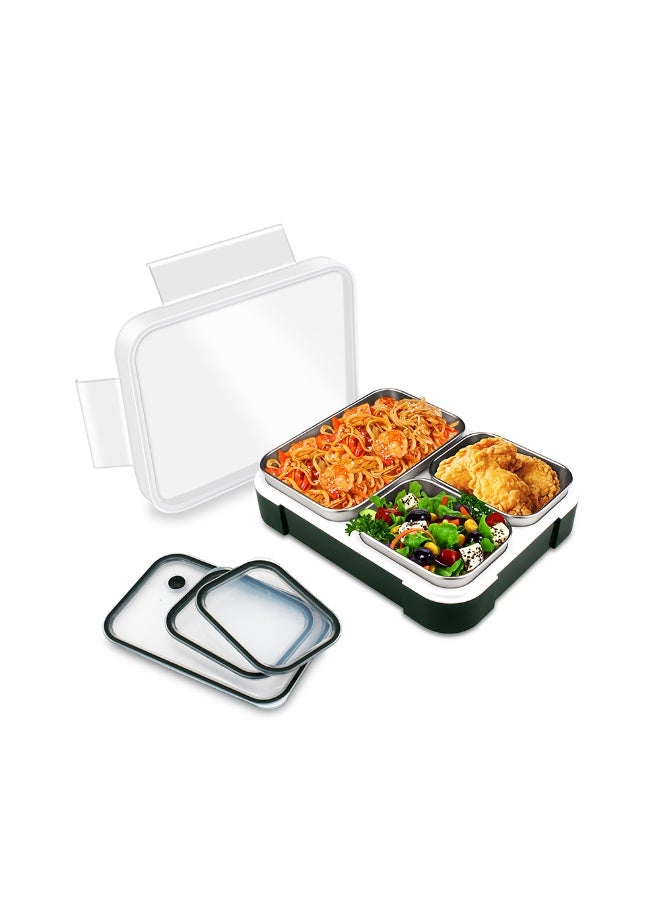 اي ديد صندوق غداء من مادة البولي بروبلين عالية الجودة مع ثلاثة أوعية داخلية من الفولاذ المقاوم للصدأ عالي الجودة 306 مناسب لجميع الأعمار، مع حقيبة عازلة، حاويات غداء بثلاث حجرات مع أغطية، مقاوم للتسرب، خالٍ من مادة BPA، آمن للاستخدام في غسالة الأطباق, 1260 مل  (اللون : بنفسجي) - Image 2