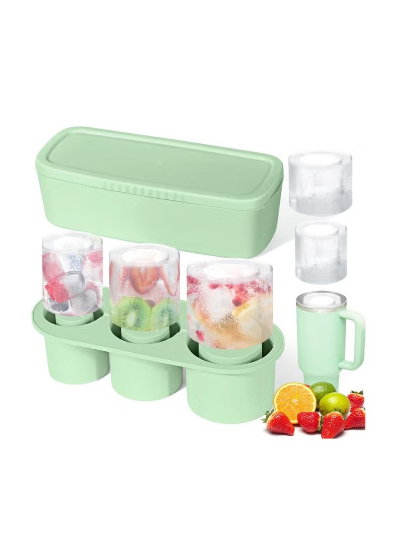 MIXDE Ice Cube Tray for Cup,Ice Mold with Lid & Bin for 30&40 oz Tumblers Accessories,Easy Release Silicone Ice Maker for Ice Drink,Juice - Image 1